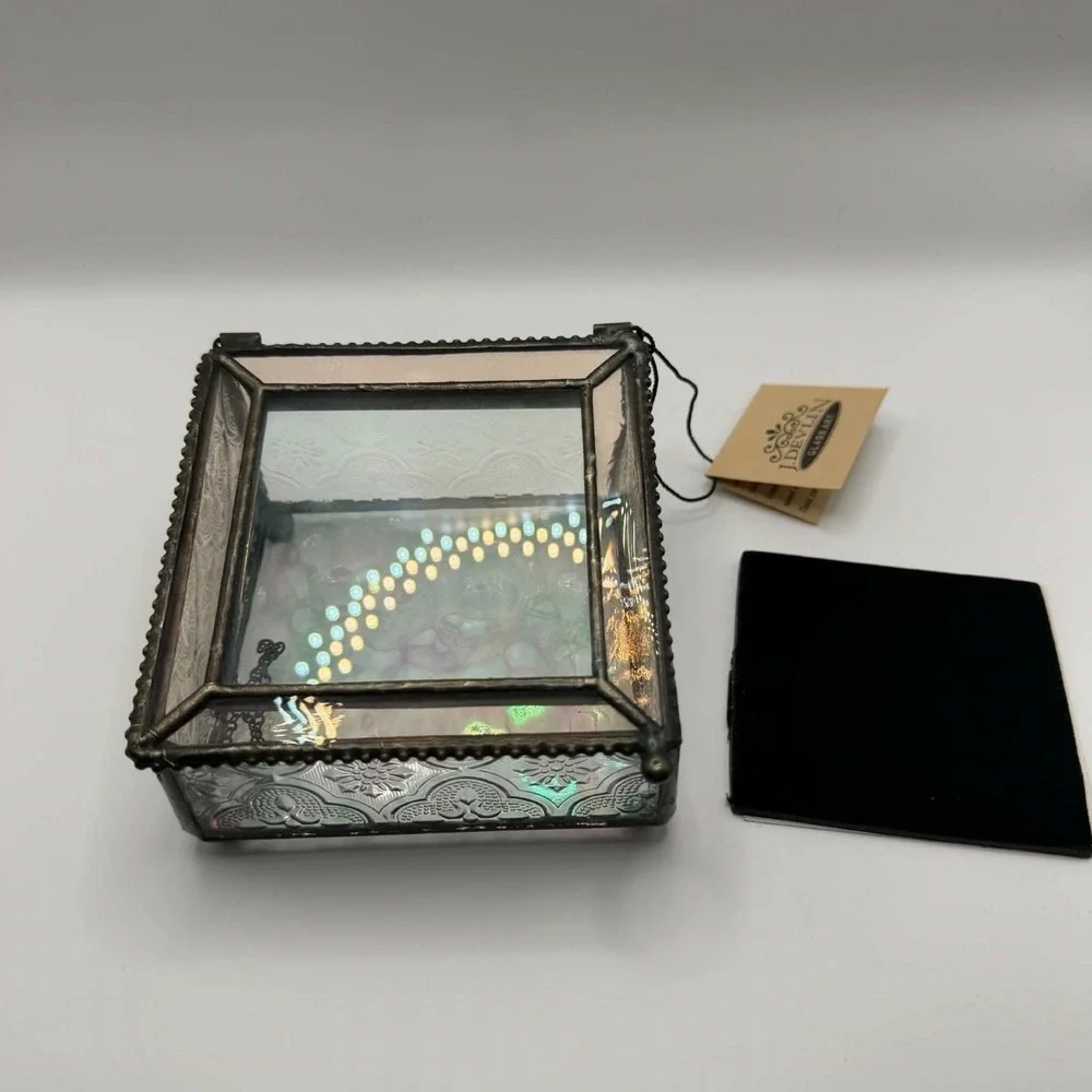 J. Devlin Art Beveled Stained Glass Photo keepsake Jewelry Trinket Box Frame